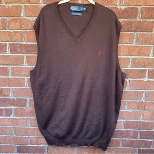Polo Ralph Lauren Brown V-Neck Sweater Vest Men’s Size 2XLT Pima Cotton